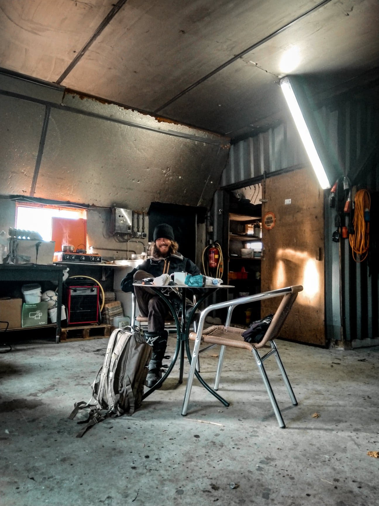 Indoor cooking along the Trans Euro Trail in The Netherlands