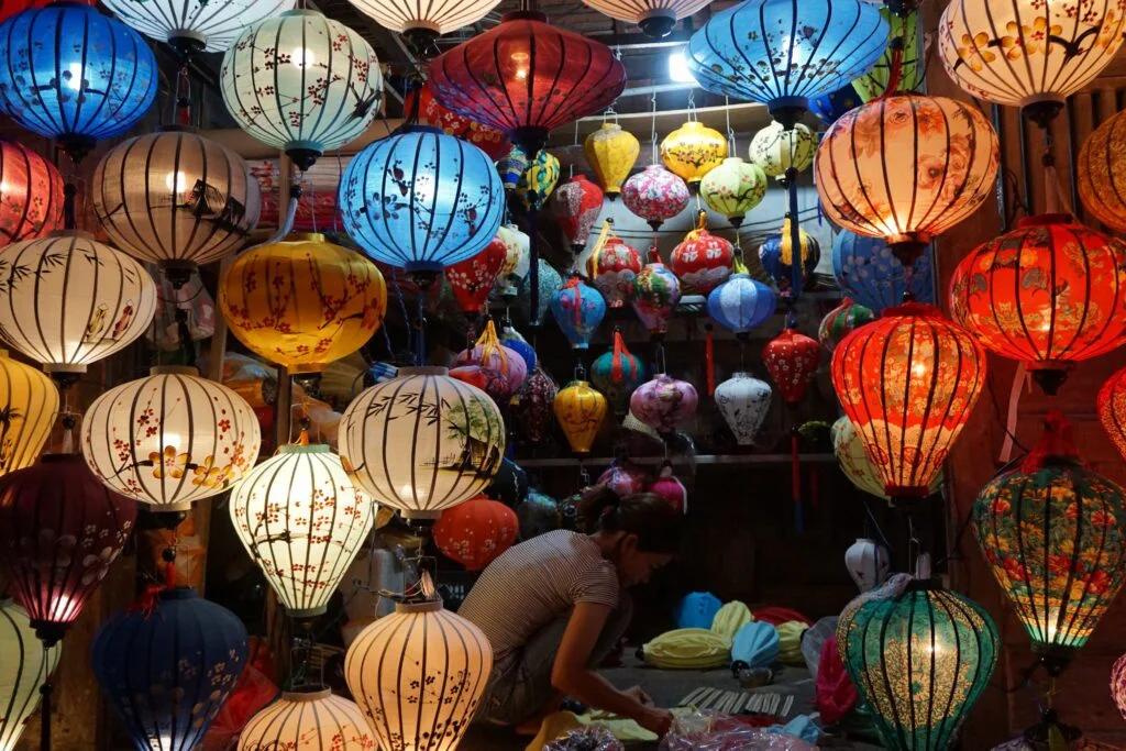 A typical night time view in Hội An.