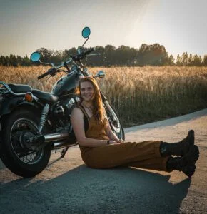 Girl with Yamaha Virago 250