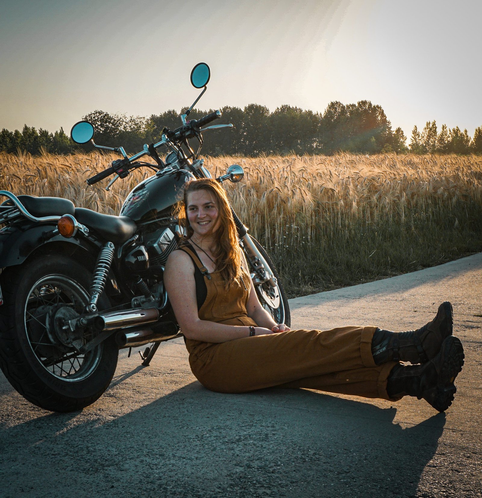 Girl with Yamaha Virago 250