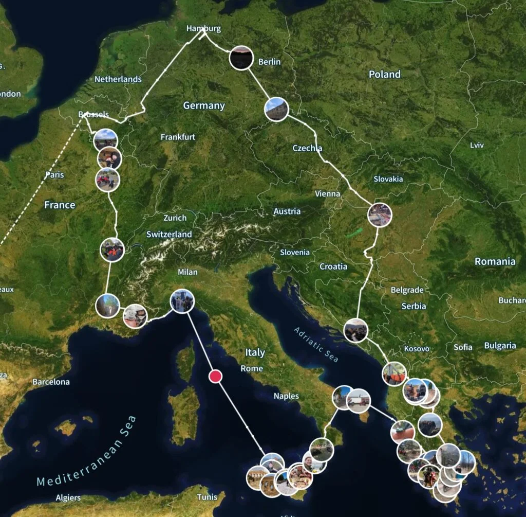 Map of our trip across Europe