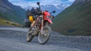 Honda CRF250L in the mountains on Tierra del Fuego